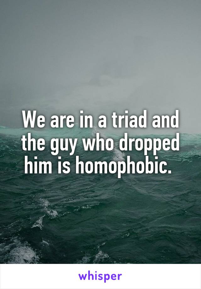 We are in a triad and the guy who dropped him is homophobic. 
