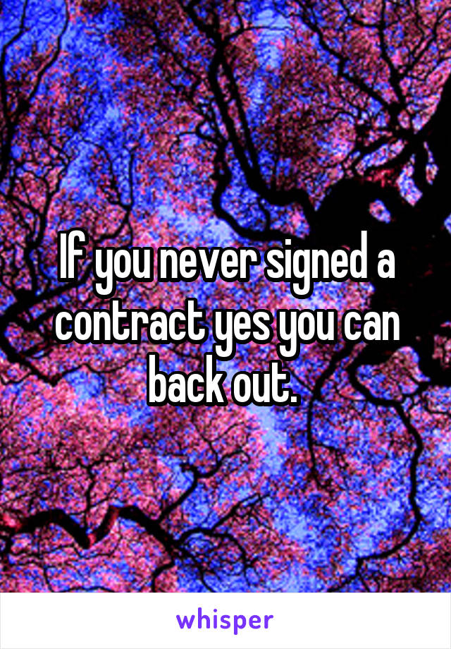 If you never signed a contract yes you can back out. 