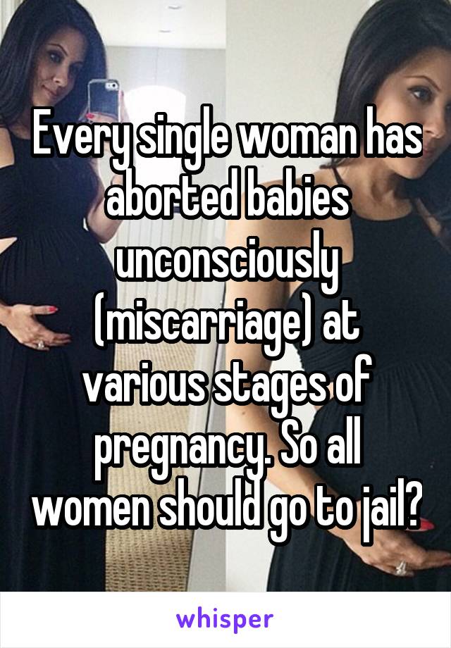 Every single woman has aborted babies unconsciously (miscarriage) at various stages of pregnancy. So all women should go to jail?