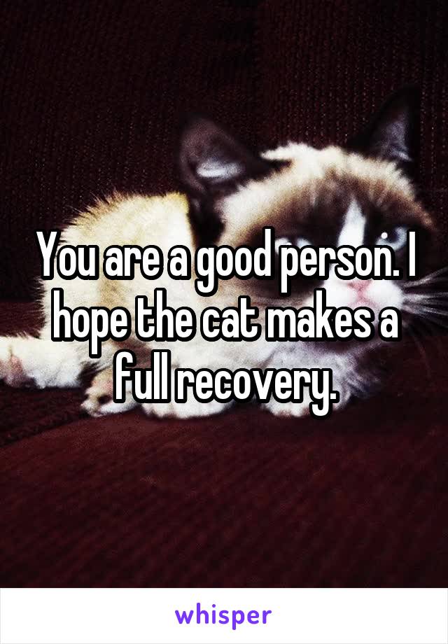 You are a good person. I hope the cat makes a full recovery.