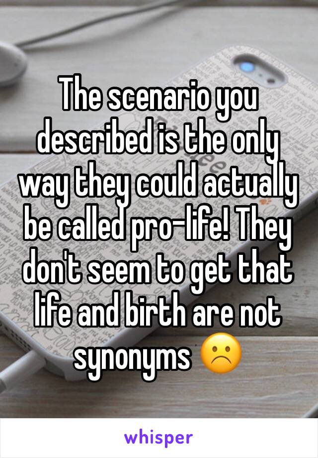 The scenario you described is the only way they could actually be called pro-life! They don't seem to get that life and birth are not synonyms ☹️