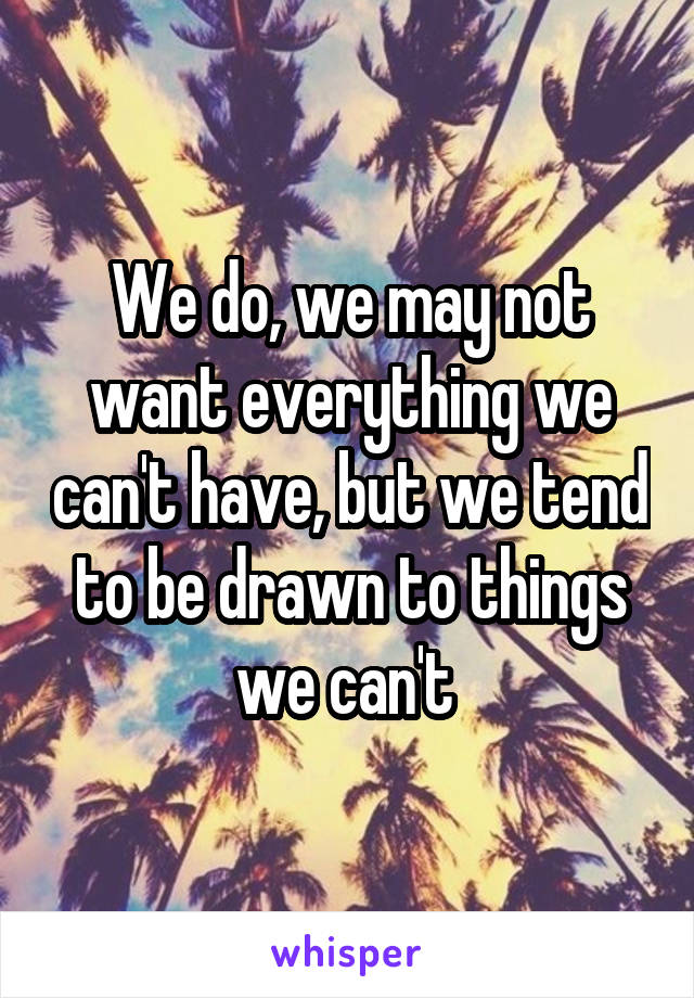 We do, we may not want everything we can't have, but we tend to be drawn to things we can't 