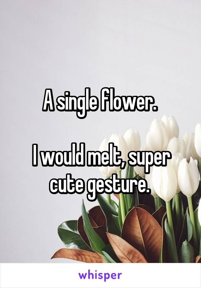 A single flower. 

I would melt, super cute gesture. 