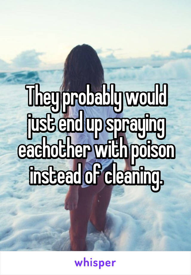 They probably would just end up spraying eachother with poison instead of cleaning.