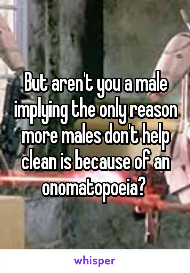 But aren't you a male implying the only reason more males don't help clean is because of an onomatopoeia? 