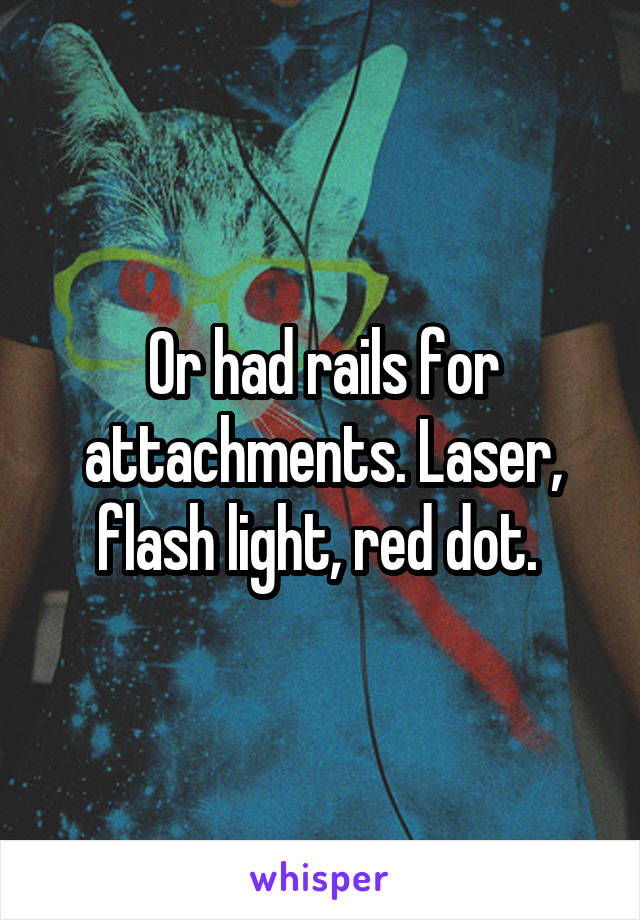 Or had rails for attachments. Laser, flash light, red dot. 