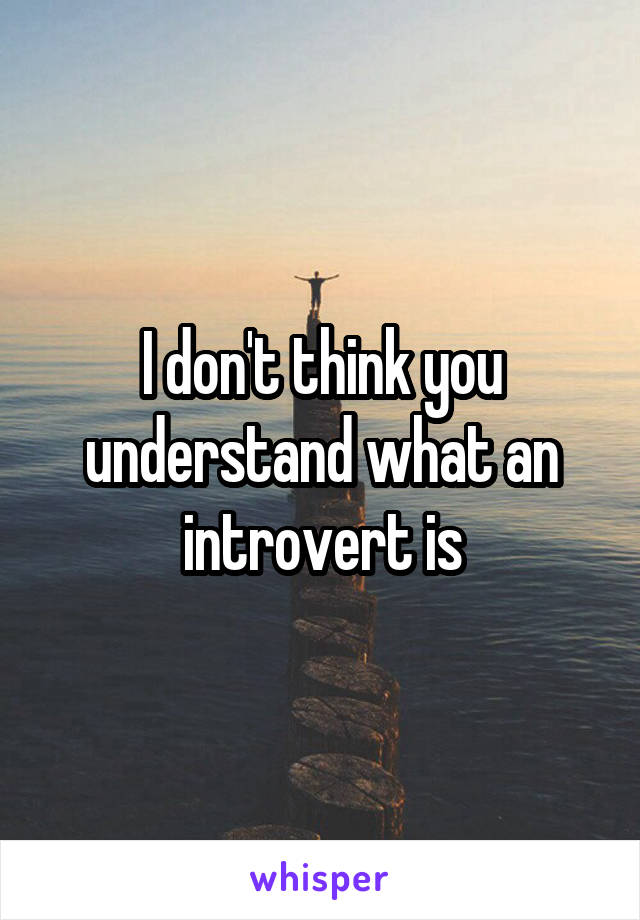 I don't think you understand what an introvert is