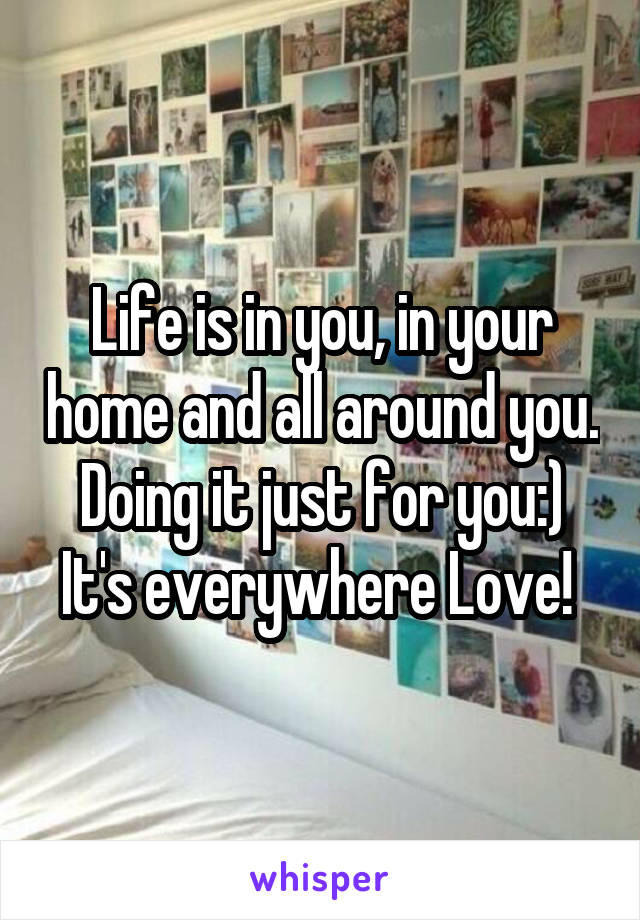Life is in you, in your home and all around you. Doing it just for you:) It's everywhere Love! 