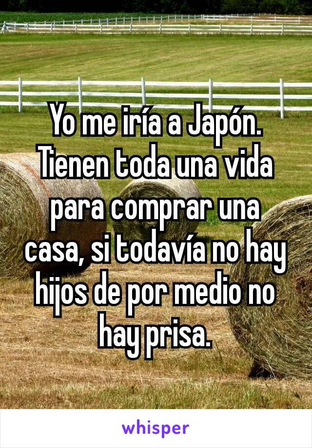 Yo me iría a Japón. Tienen toda una vida para comprar una casa, si todavía no hay hijos de por medio no hay prisa.