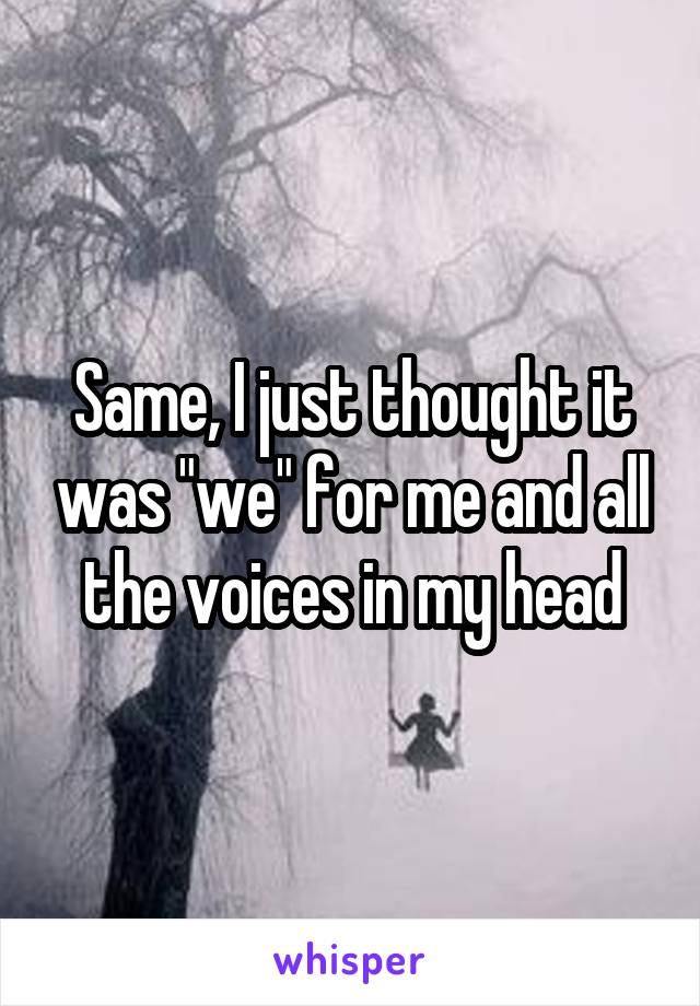 Same, I just thought it was "we" for me and all the voices in my head