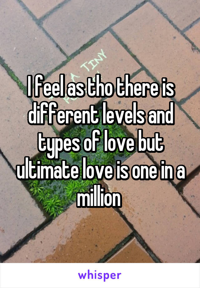 I feel as tho there is different levels and types of love but ultimate love is one in a million 