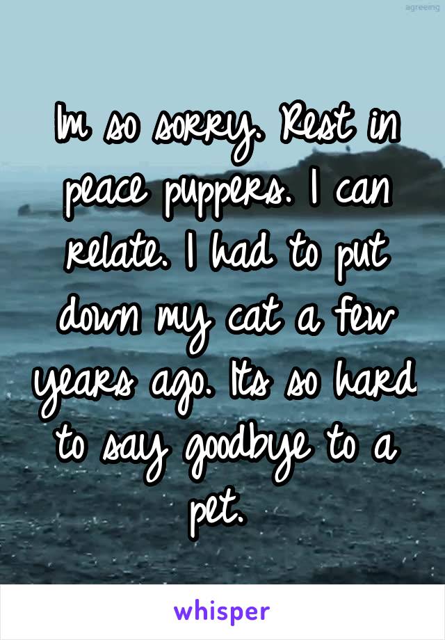 Im so sorry. Rest in peace puppers. I can relate. I had to put down my cat a few years ago. Its so hard to say goodbye to a pet. 