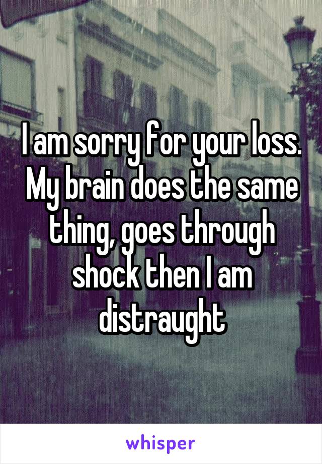 I am sorry for your loss. My brain does the same thing, goes through shock then I am distraught