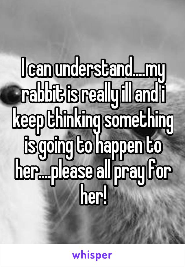 I can understand....my rabbit is really ill and i keep thinking something is going to happen to her....please all pray for her!