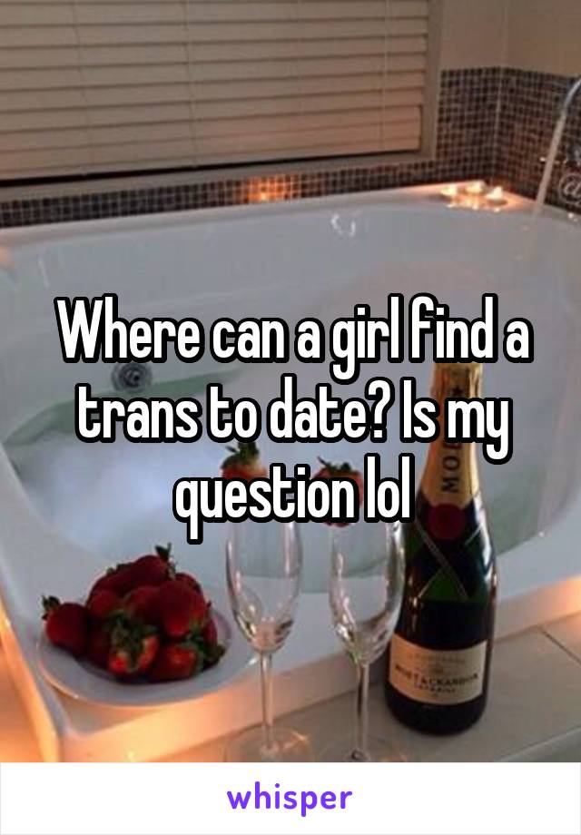 Where can a girl find a trans to date? Is my question lol