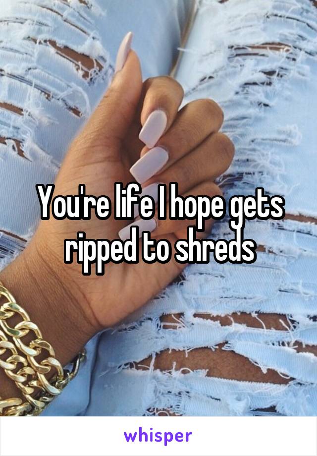 You're life I hope gets ripped to shreds