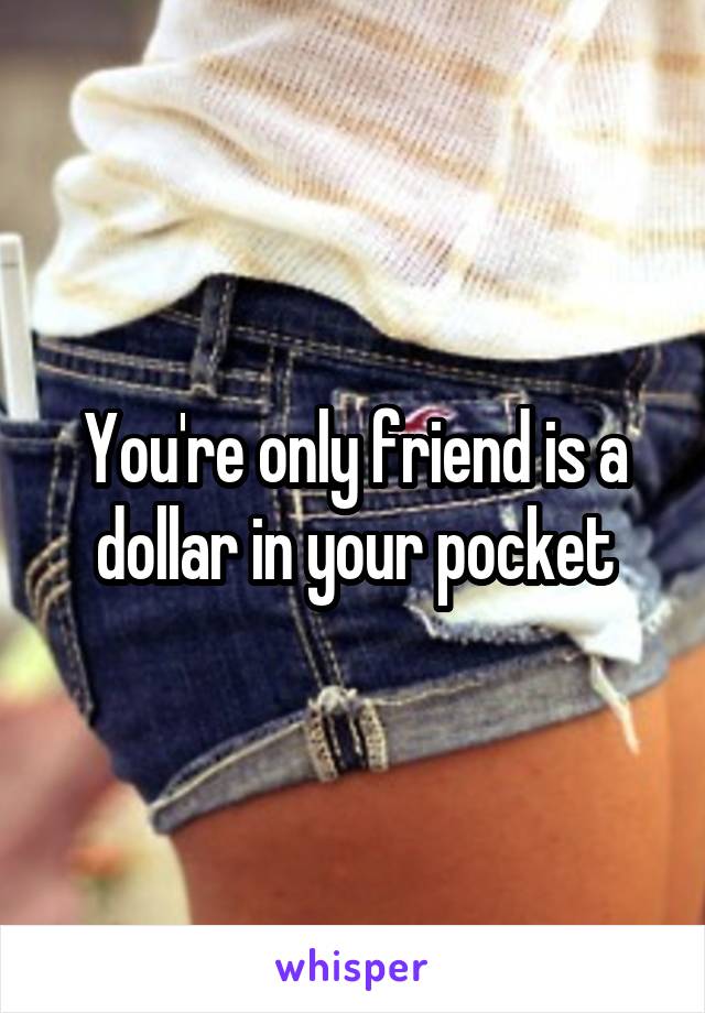 You're only friend is a dollar in your pocket