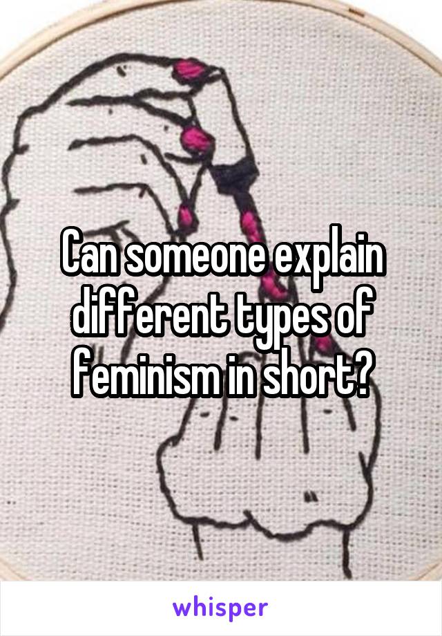 Can someone explain different types of feminism in short?