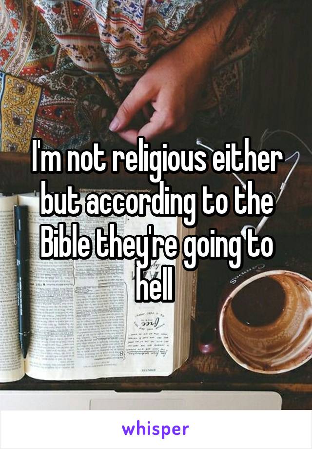 I'm not religious either but according to the Bible they're going to hell 