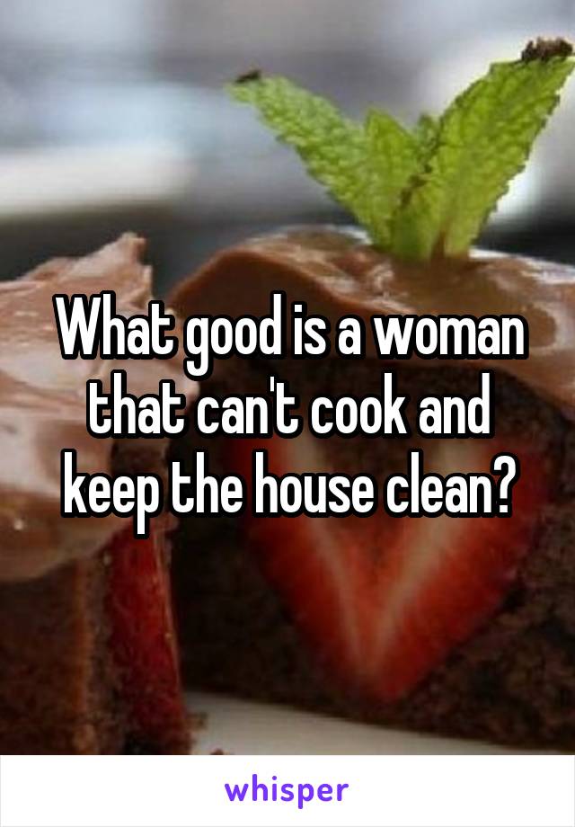 What good is a woman that can't cook and keep the house clean?