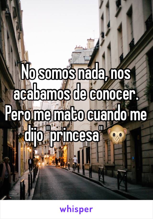 No somos nada, nos acabamos de conocer. Pero me mato cuando me dijo "princesa" 🙊