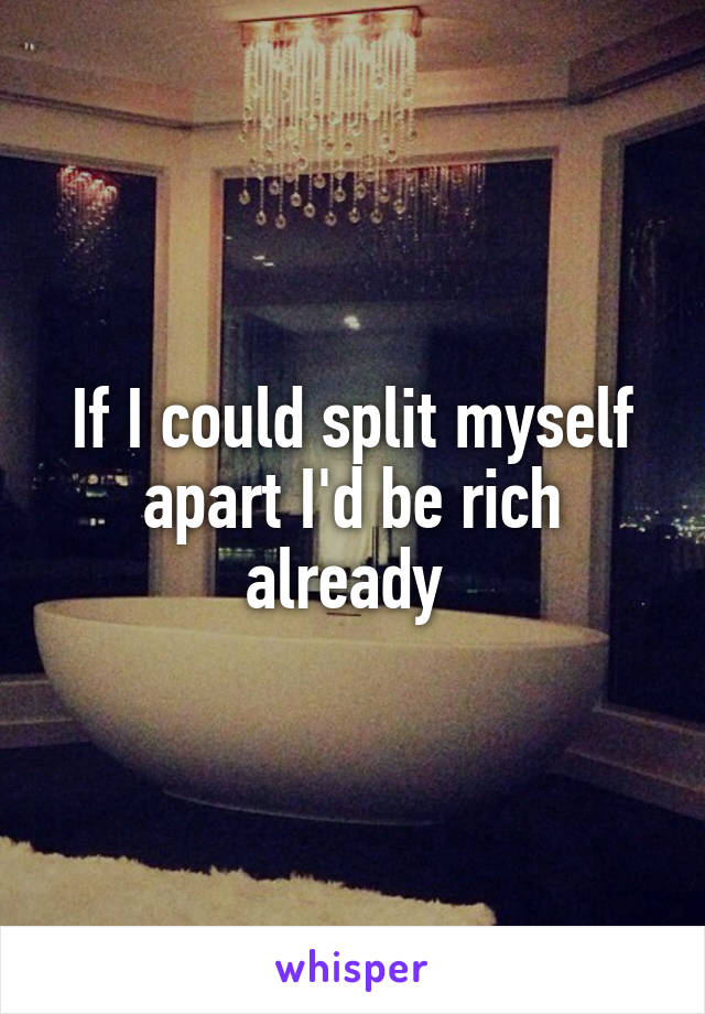 If I could split myself apart I'd be rich already 