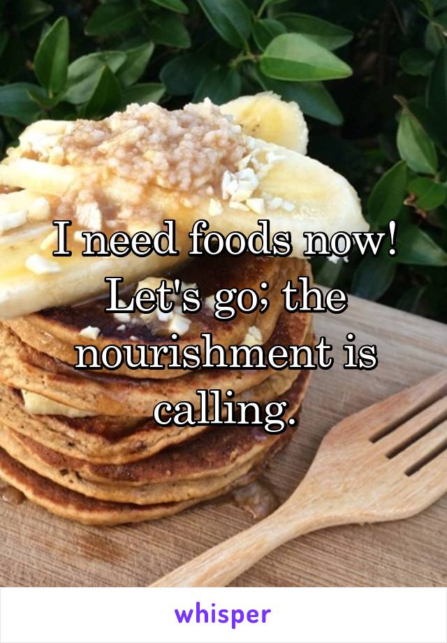 I need foods now! Let's go; the nourishment is calling.