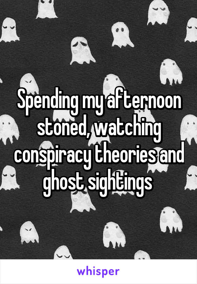 Spending my afternoon stoned, watching conspiracy theories and ghost sightings 