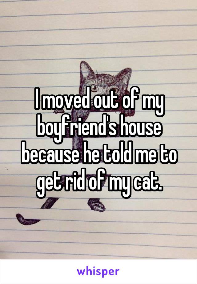 I moved out of my boyfriend's house because he told me to get rid of my cat.