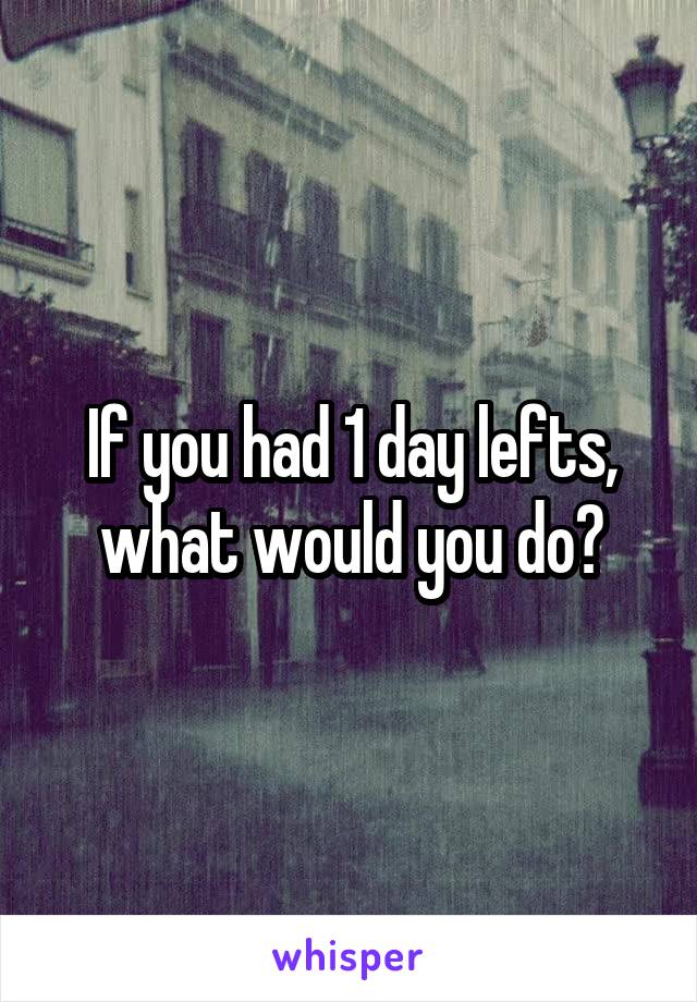 If you had 1 day lefts, what would you do?