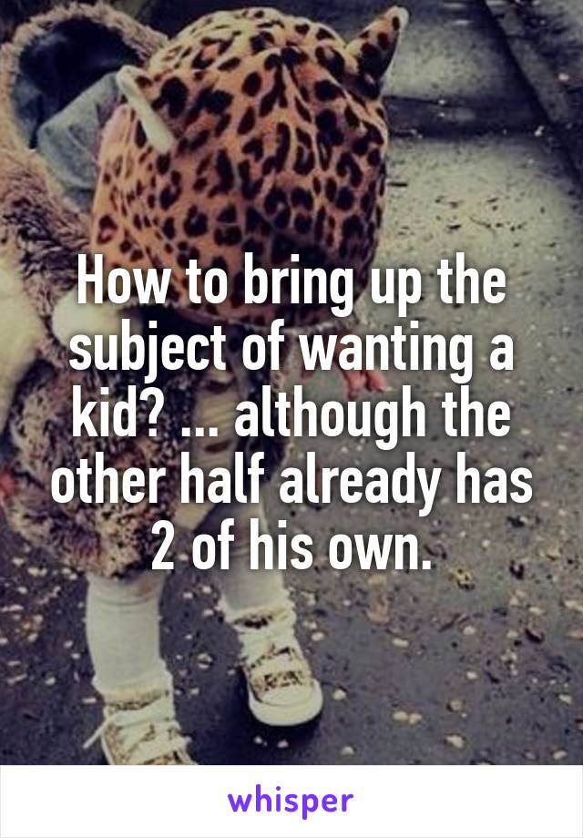 How to bring up the subject of wanting a kid? ... although the other half already has 2 of his own.