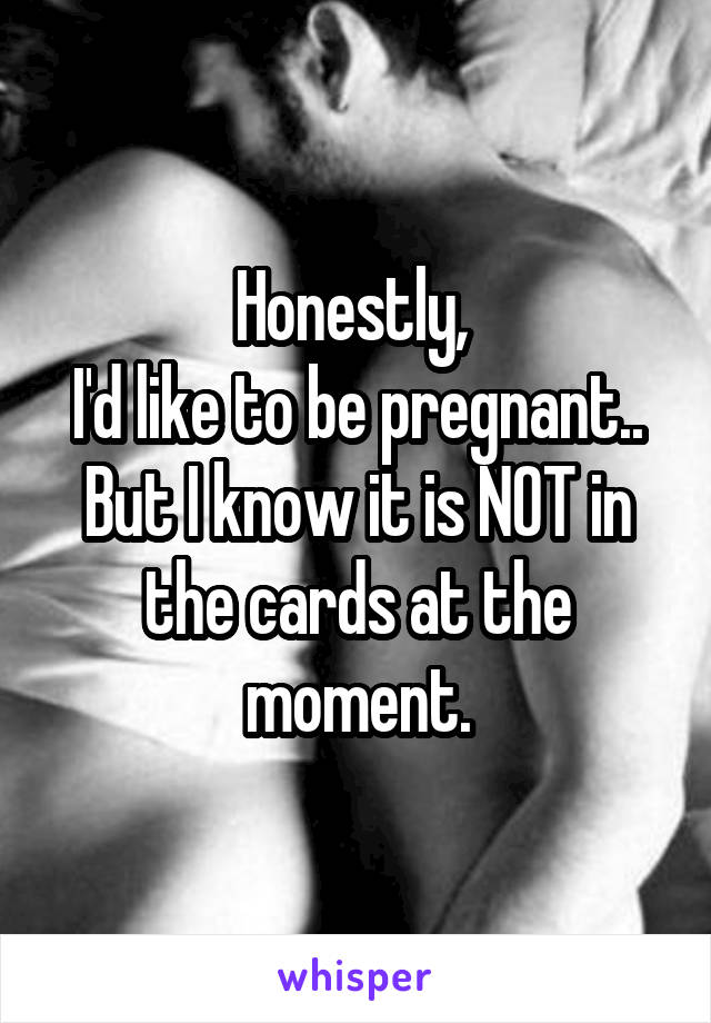 Honestly, 
I'd like to be pregnant.. But I know it is NOT in the cards at the moment.