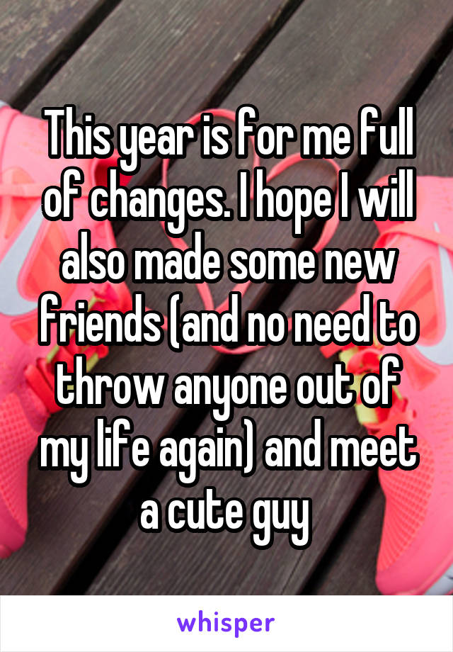 This year is for me full of changes. I hope I will also made some new friends (and no need to throw anyone out of my life again) and meet a cute guy 