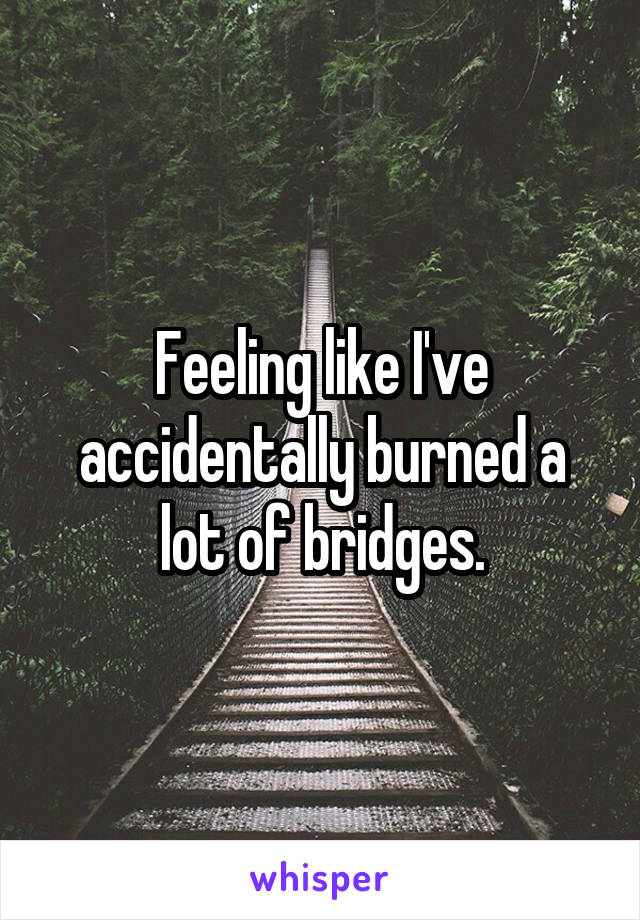 Feeling like I've accidentally burned a lot of bridges.