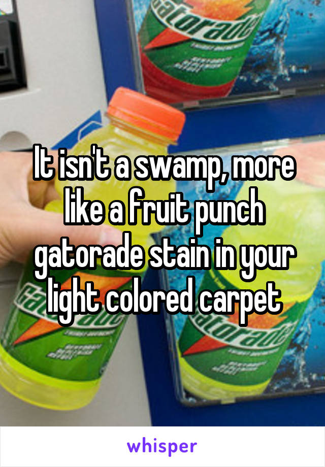 It isn't a swamp, more like a fruit punch gatorade stain in your light colored carpet