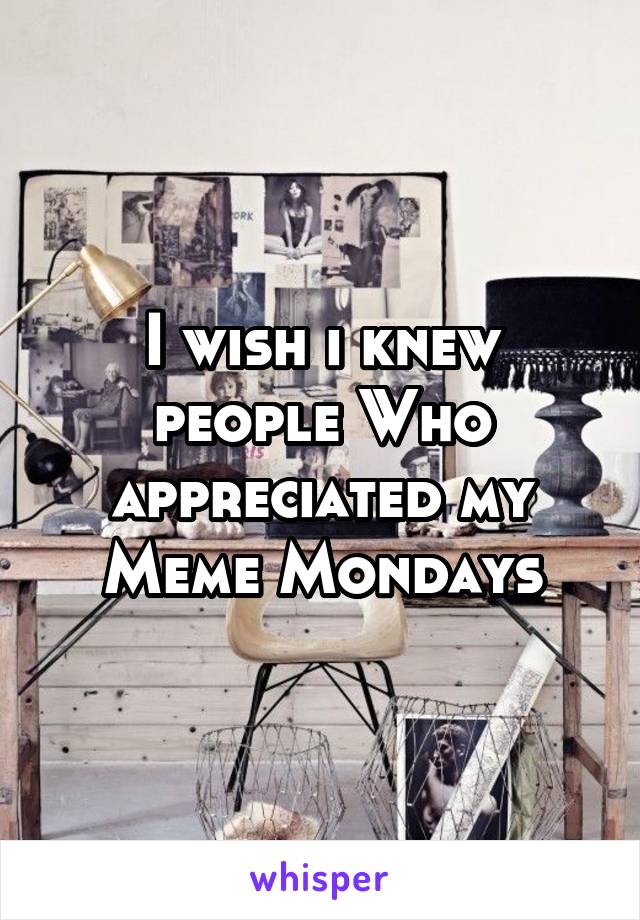 I wish i knew people Who appreciated my Meme Mondays