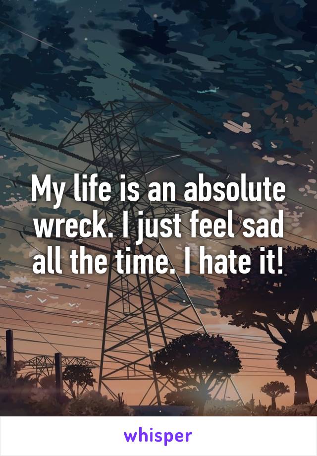 My life is an absolute wreck. I just feel sad all the time. I hate it!