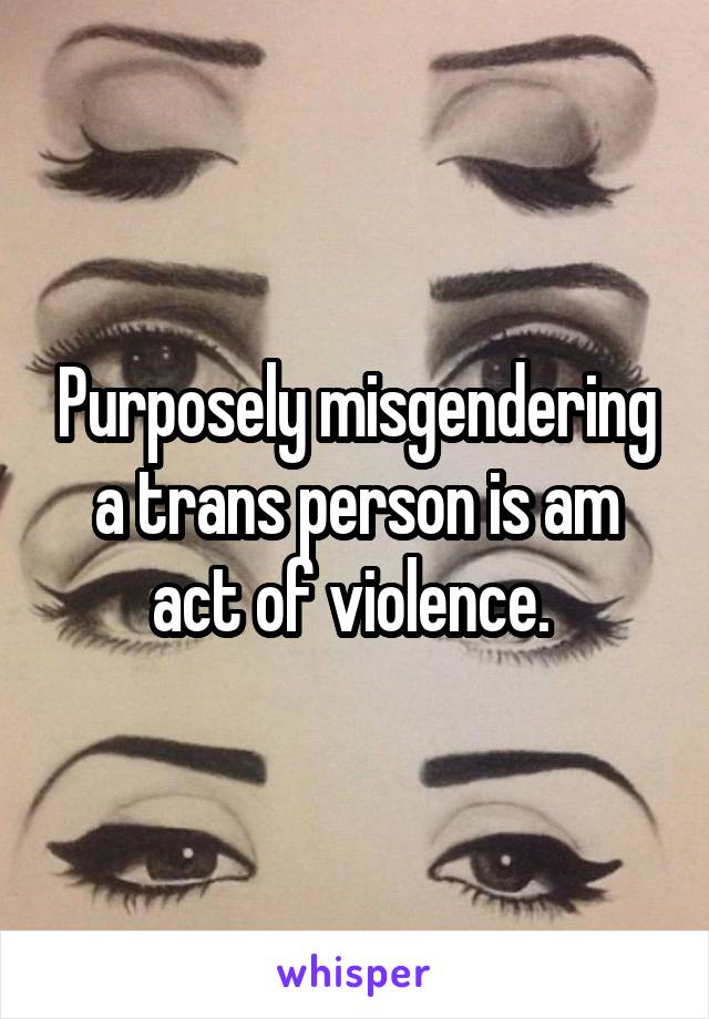 Purposely misgendering a trans person is am act of violence. 