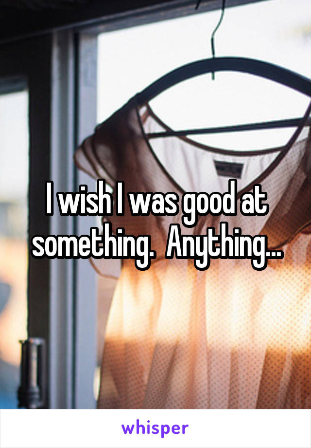 I wish I was good at something.  Anything...