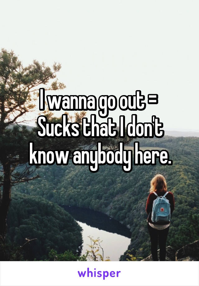 I wanna go out =\ 
Sucks that I don't know anybody here.
