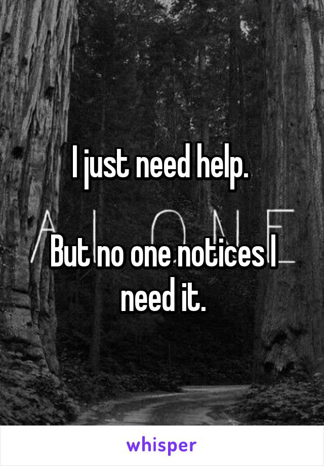 I just need help. 

But no one notices I need it.