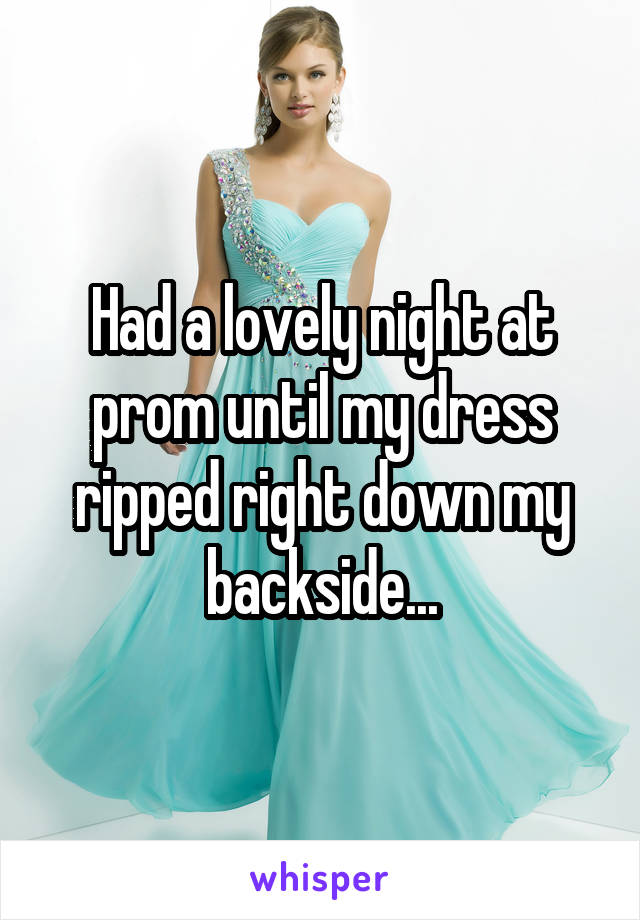 Had a lovely night at prom until my dress ripped right down my backside...