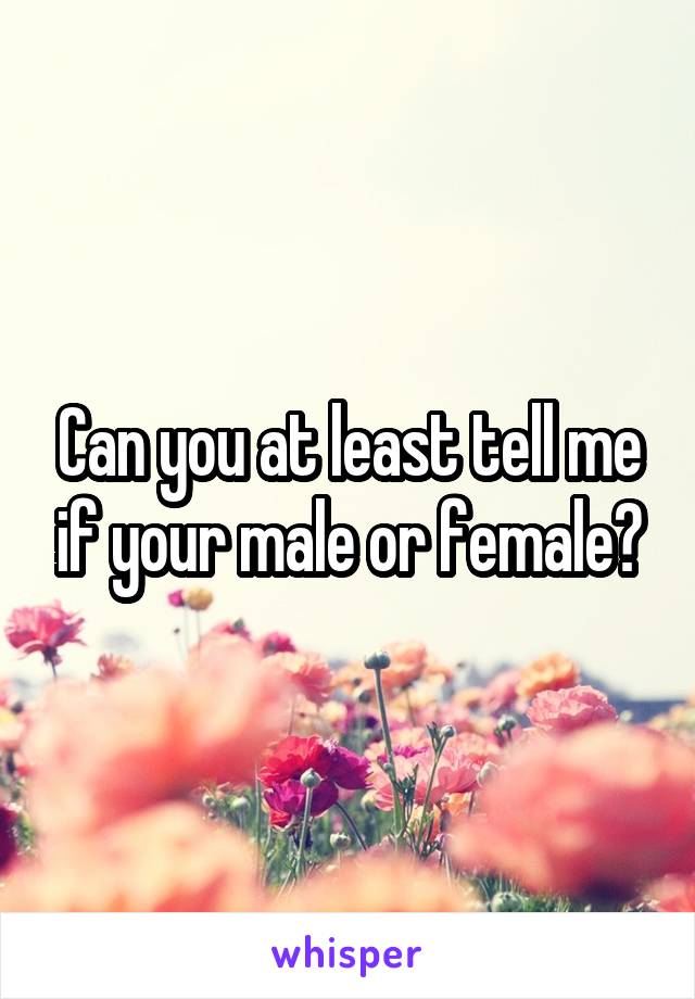 Can you at least tell me if your male or female?