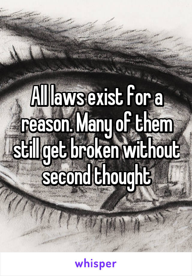 All laws exist for a reason. Many of them still get broken without second thought