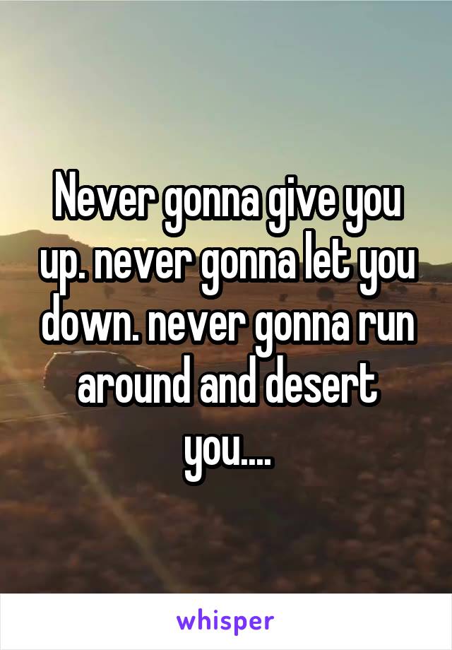 Never gonna give you up. never gonna let you down. never gonna run around and desert you....