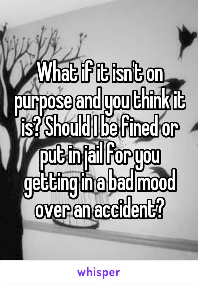 What if it isn't on purpose and you think it is? Should I be fined or put in jail for you getting in a bad mood over an accident?