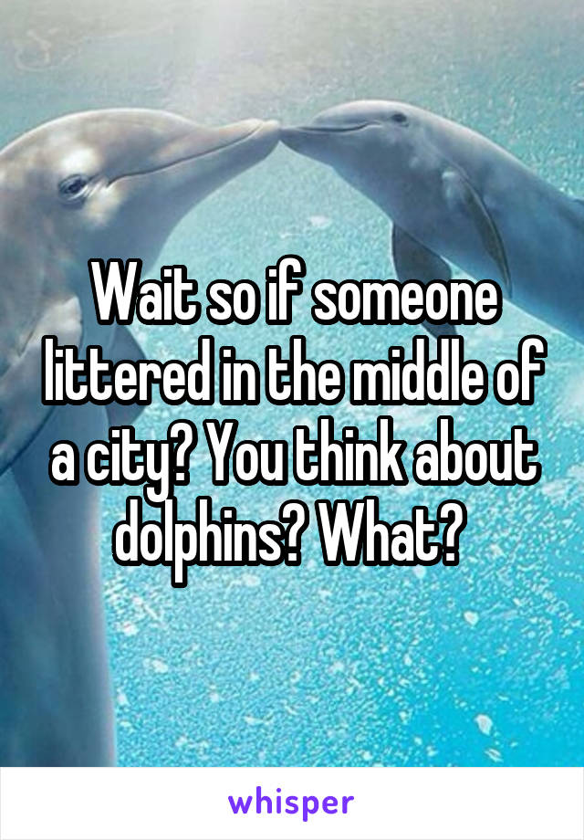 Wait so if someone littered in the middle of a city? You think about dolphins? What? 