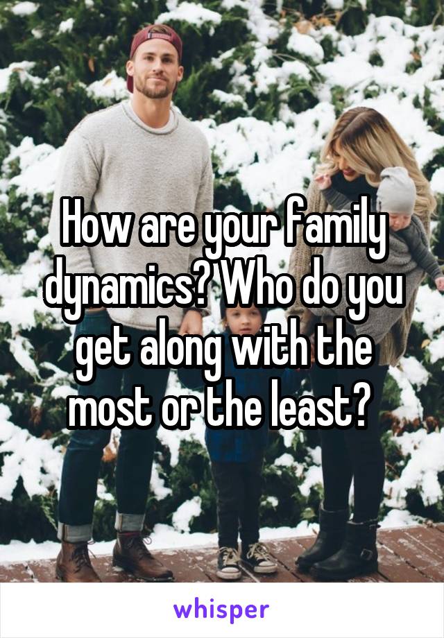 How are your family dynamics? Who do you get along with the most or the least? 