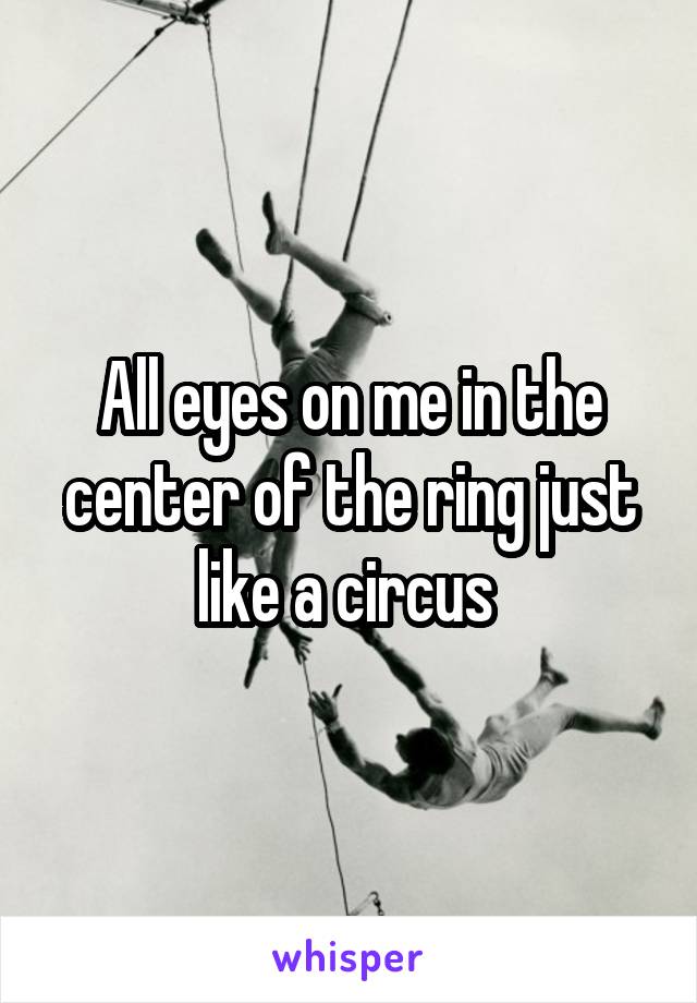 All eyes on me in the center of the ring just like a circus 