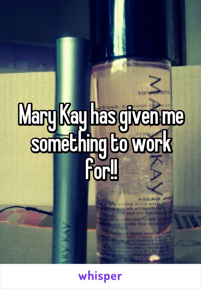 Mary Kay has given me something to work for!!